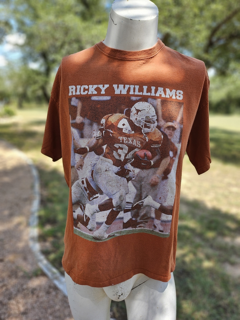Ricky Williams Texas 34 Longhorn Career Statistics Graphic Tee - Burnt Orange XL